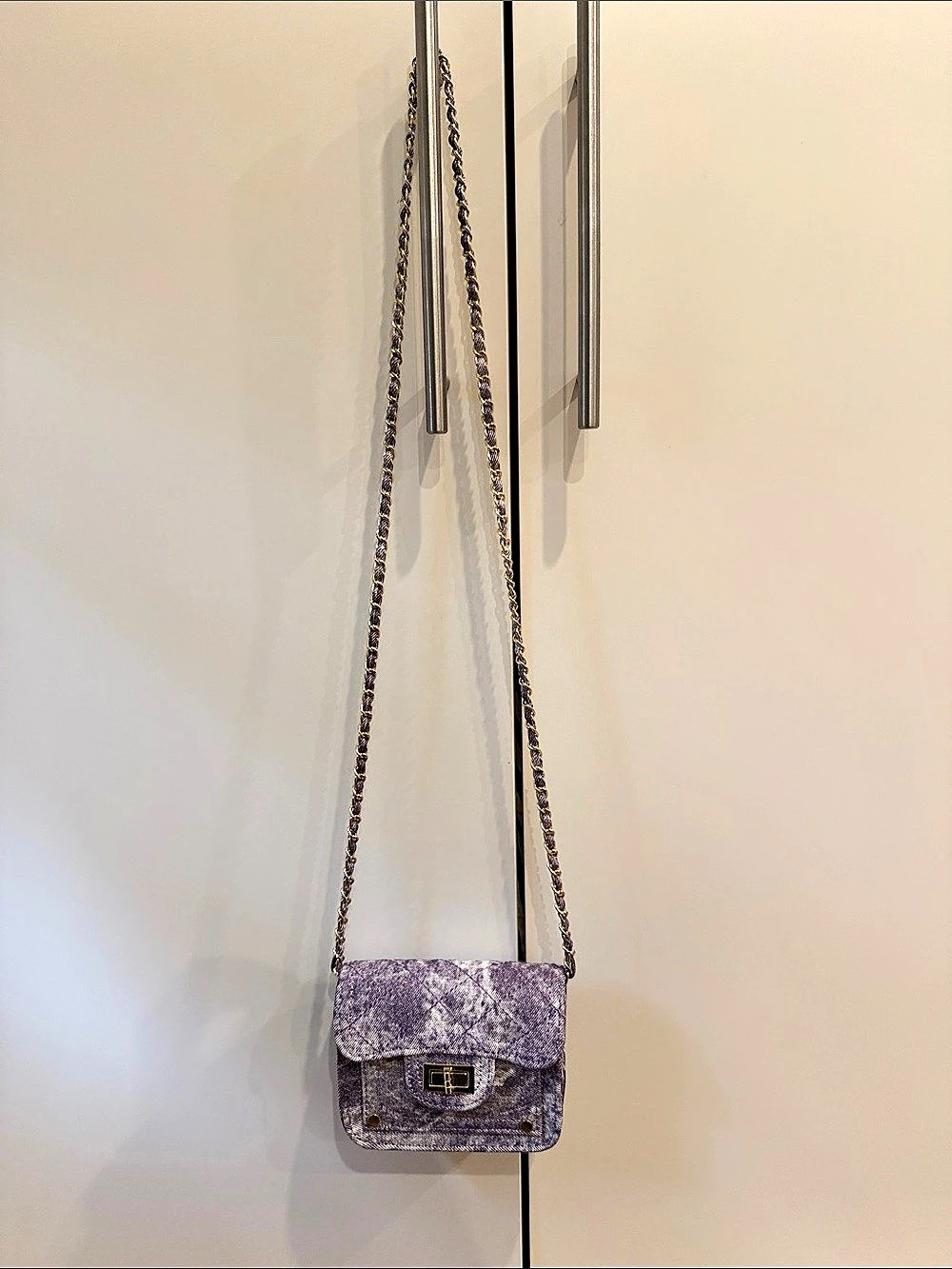 Girls ZOMI GEMS Quilted Washed Denim Bag Purple Quilted Shoulder Bag NWT